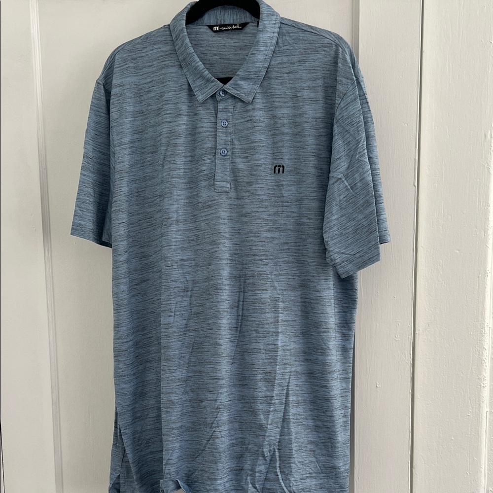 Travis Mathew Heathered Blue Polo Shirt